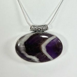 Amethyst Large 925 Oval Gemstone Pendant
